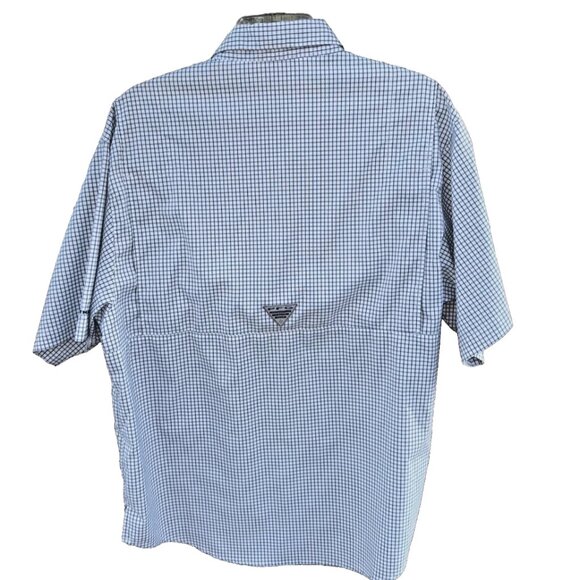 Columbia Super Tamiami PFG Short Sleeve Stripped Men's Medium Button Down Shirt - Picture 2 of 10